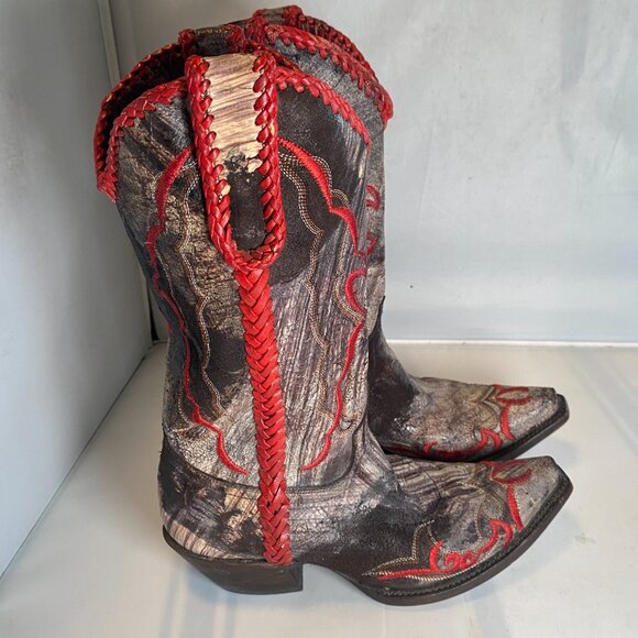 Lucchese Charlie One horse  Gold and Red boots 7.5 - Picture 4 of 8